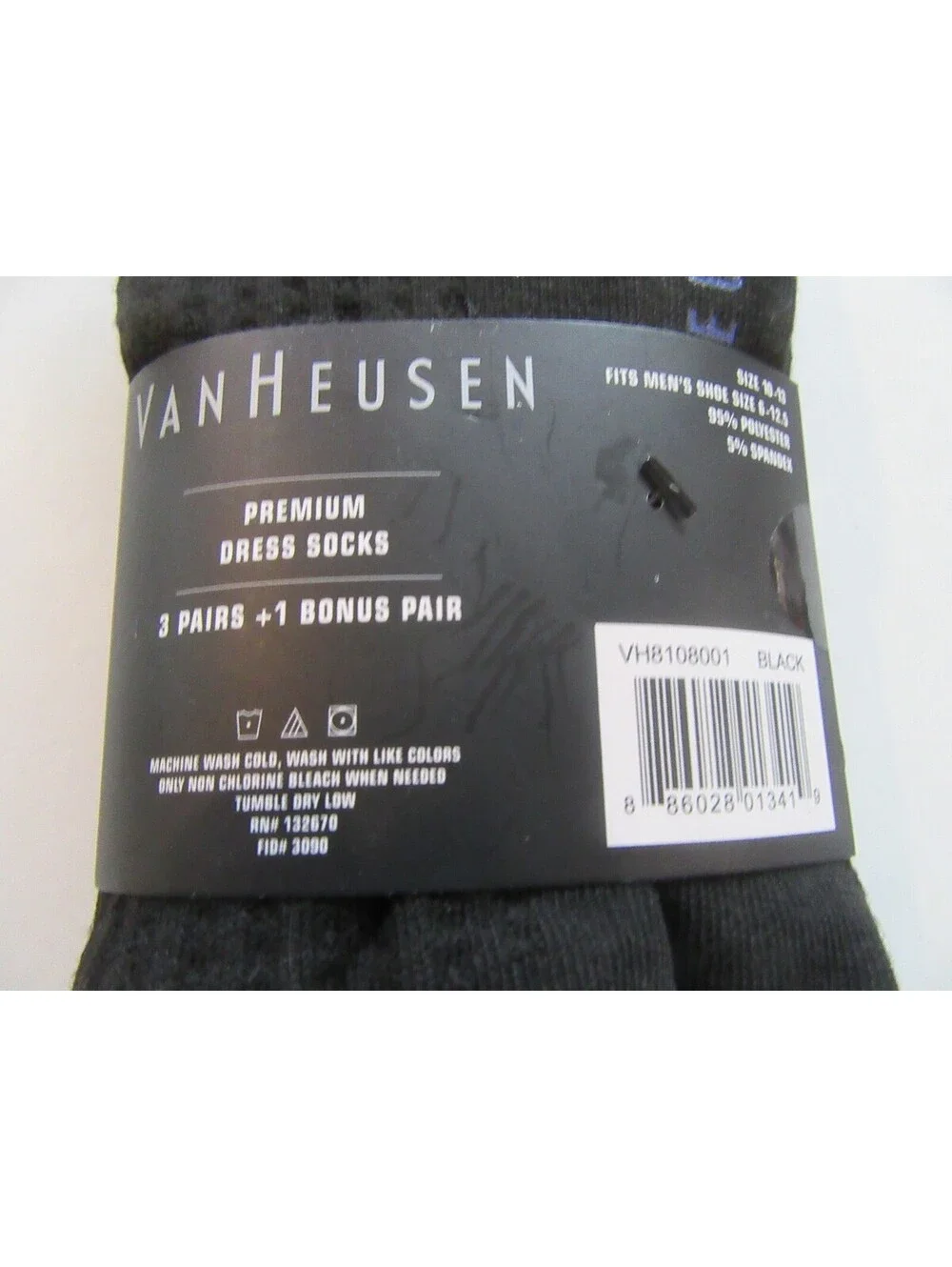Van Heusen Premium Crew Dress Socks Black & Blue Argyle /Black Ribbed 4 Pack NWT